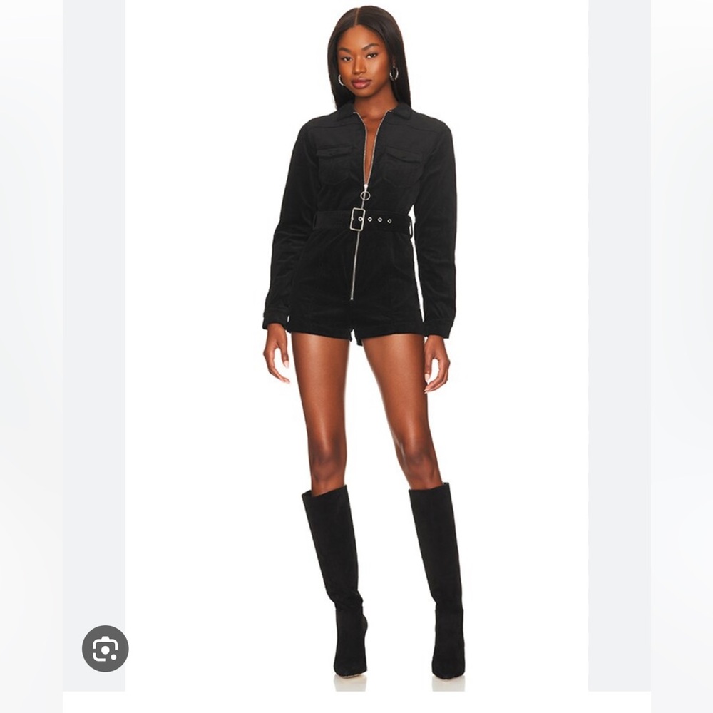 Super Down charlotte cord romper in black